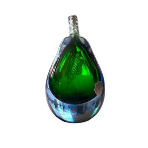 Vintage Alfredo Barbini Sommerso Glass Pear Paperweight Sculpture Italy Murano